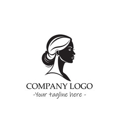 a woman silhouette black and white illustration for logo company vector image