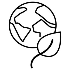 Earth with Leaf Icon Representing Global Environmental Protection, Climate Action, and Eco-Friendly Lifestyle with Transparent Background