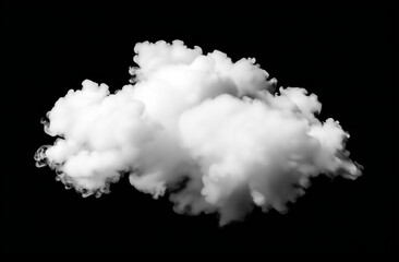 Abstract white smoke on black background with soft, cloud-like textures