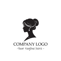 a woman silhouette black and white illustration for logo company vector image