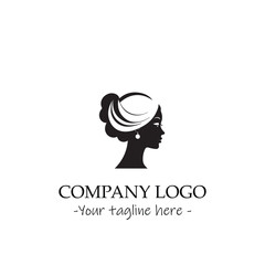 a woman silhouette black and white illustration for logo company vector image