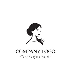 a woman silhouette black and white illustration for logo company vector image