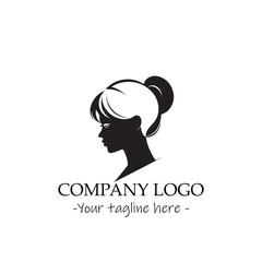 a woman silhouette black and white illustration for logo company vector image