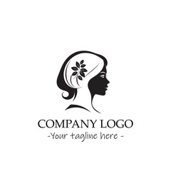 a woman silhouette black and white illustration for logo company vector image