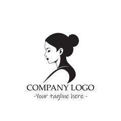 a woman silhouette black and white illustration for logo company vector image