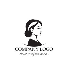 a woman silhouette black and white illustration for logo company vector image