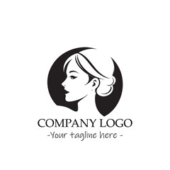 a woman silhouette black and white illustration for logo company vector image