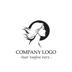 a woman silhouette black and white illustration for logo company vector image