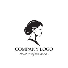 a woman silhouette black and white illustration for logo company vector image