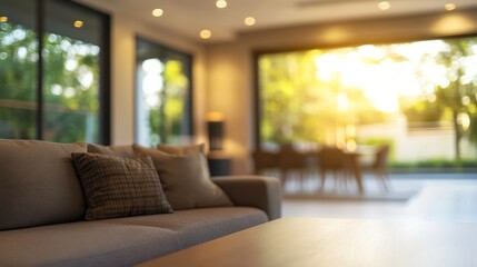 Fototapeta premium Cozy living room. Blurred background