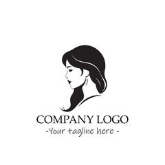 a woman silhouette black and white illustration for logo company vector image