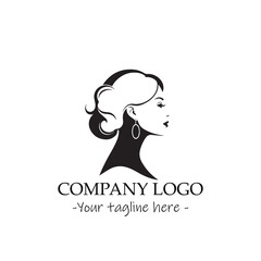 a woman silhouette black and white illustration for logo company vector image