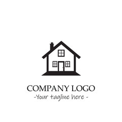 a home silhouette black and white illustration for logo company vector image
