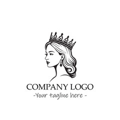a Queen silhouette black and white illustration for logo company vector image