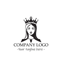 a Queen silhouette black and white illustration for logo company vector image