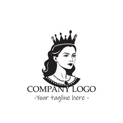 a Queen silhouette black and white illustration for logo company vector image