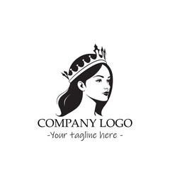 a Queen silhouette black and white illustration for logo company vector image