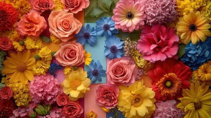 Vibrant Colorful Floral Arrangement with Roses and Carnations