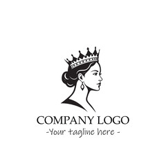 a Queen silhouette black and white illustration for logo company vector image