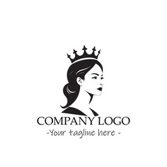 a Queen silhouette black and white illustration for logo company vector image