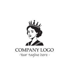 a Queen silhouette black and white illustration for logo company vector image