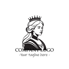 a Queen silhouette black and white illustration for logo company vector image