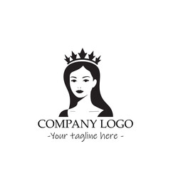 a Queen silhouette black and white illustration for logo company vector image