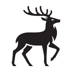 Deer silhouette vector illustration with antlers in a wildlife art style
