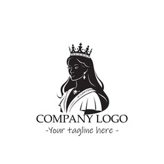 a Queen silhouette black and white illustration for logo company vector image