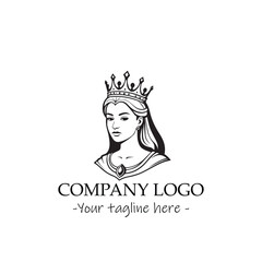 a Queen silhouette black and white illustration for logo company vector image