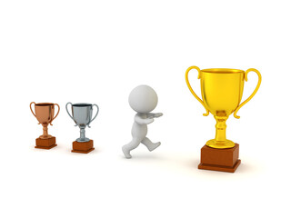3D Character Running to get a Gold Trophy