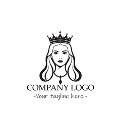 a Queen silhouette black and white illustration for logo company vector image