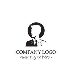 a Man silhouette black and white illustration for logo company vector image