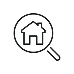 Searching home thin line icons. Editable stroke and Perfect pixel on transparent background