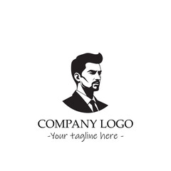 a Man silhouette black and white illustration for logo company vector image