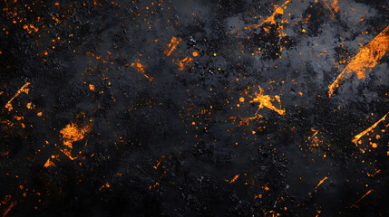 Dark grainy poster background, glowing orange black abstract design, noise texture banner with copy space
