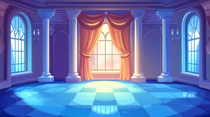 Fototapeta premium Regal Castle Royal Ballroom Interior Cartoon Background for Projects