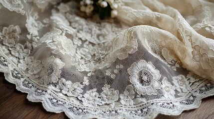 Delicate vintage lace doily with floral patterns