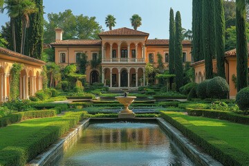 Obraz premium Luxurious Estate Home with Formal Gardens