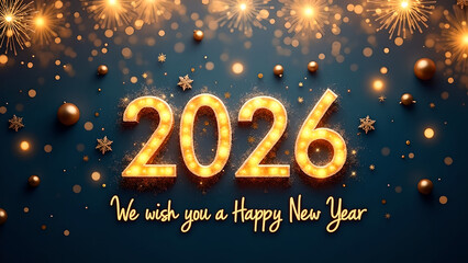 Happy New Year Background with Fireworks – Festive Celebration Illustration

