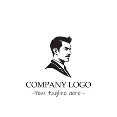 a Man silhouette black and white illustration for logo company vector image