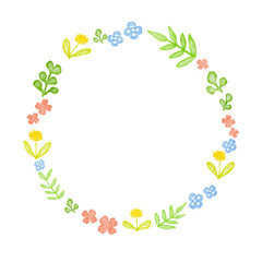 カラフルな花の水彩イラストの背景フレーム