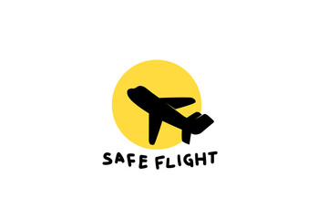 illustration of a plane with the words Safe Flight written on it