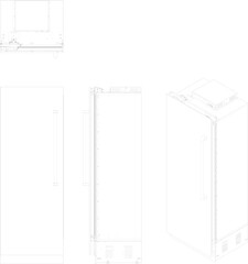 Freezer Refrigerator silhouette vector illustration sketch design for food storage