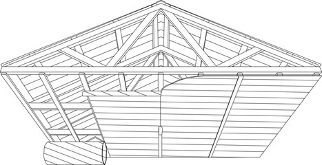 silhouette design vector illustration sketch image Frame building roof for wooden house construction