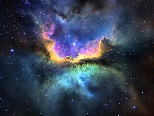 Obraz premium Colorful Nebula Amidst Stars in Deep Space with Vibrant Colors