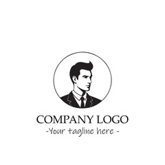 a Man silhouette black and white illustration for logo company vector image