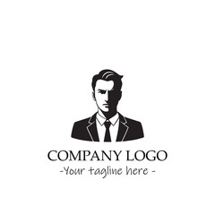 a Man silhouette black and white illustration for logo company vector image