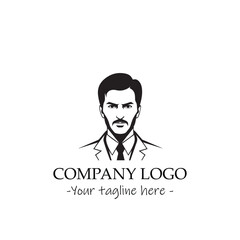 a Man silhouette black and white illustration for logo company vector image