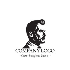 a Man silhouette black and white illustration for logo company vector image